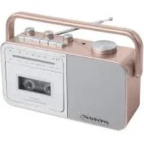 Studebaker SB2130CS Portable Cassette Player/Recorde<wbr/>r with AM/FM Radio (Cream) [