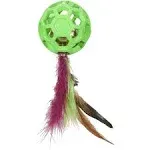 JW Pet Cataction Feather Ball with Bell, Cat Toy, Green, 1 Count (Pack of 1) (71059)