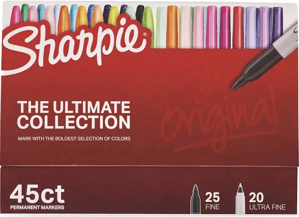 Sharpie Permanent Markers, Fine and Ultra-Fine Tips, 45 Count, Ultimate Cosmic Color Collection, Assorted