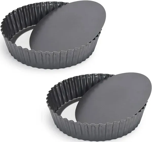 2 Pack Nonstick Tart Pan Quiche Pan Carbon Steel Deepdish Pie Pan With Removable