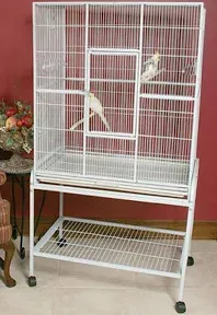 Mcage 64" Extra Large Wrought Iron Breeding Flight Canary Parakeet Cockatiel Lovebird Finch Cage Side Nesting Doors with Removable Rolling Stand