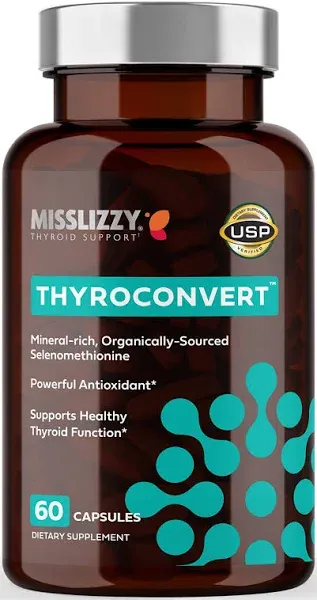 Miss Lizzy ThyroConvert – Organic Selenomethionine for Healthy Liver Function and T4 to T3 Thyroid Hormone Conversion to Boost Metabolism & Energy, Clear Mind & Reduce Oxidative Stress – 60 Capsules