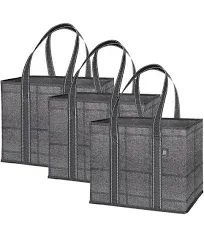 VENO 3-Pack Reusable Grocery Shopping Bag Heavy Duty Tote with Reinforced Bottom