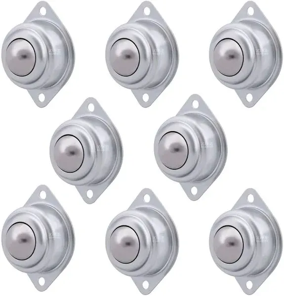 XiKe 8 Pack 1" Roller Ball Transfer Bearings Hard Chrome Steel Ball Transfer Unit with Swivel Ball Caster Rollers