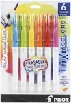 Pilot FriXion Colors Erasable Stick Marker Pen, Bold 2.5 mm, Assorted Ink, White Barrel, 6/Pack