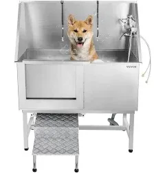 VEVOR Dog Grooming Tub Professional Stainless Steel Pet Dog Tub