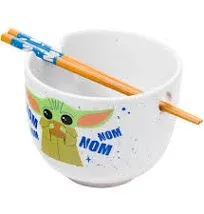 Star Wars Ceramic Ramen Bowl with Chopsticks (20oz) Mandalorian Grogu Baby Yoda