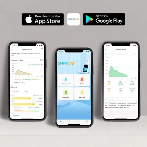 CMI Health SpiroLink | Smart Peak Flow Meter | Portable Pulmonary Function Test, Pocket Spirometer | Long Lifespan, Durable | For Asthma, COPD, Musicians, Smokers, Athletes, and More