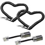 Telephone Cord Detangler,LOVK 2 Pack 13Ft Uncoiled / 2Ft Coiled Telephone Handset Cord with 2 Pack 360 Degree Rotating Landline Cable Detangler Swivel Cord Untangler Telephone Accessory