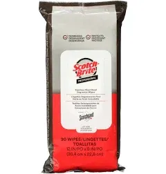 Scotch-Brite 3M 9&#034; x 12&#034; Stainless Steel Kitchen Cleaner Degreaser 30 wipes NEW