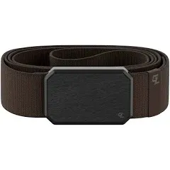 Groove Life Gun Metal/Stone and Walnut/Brown Groove Belt Loadout Men's Stretch Nylon Belt with Magnetic Aluminum Buckle, Lifetime Coverage - Medium