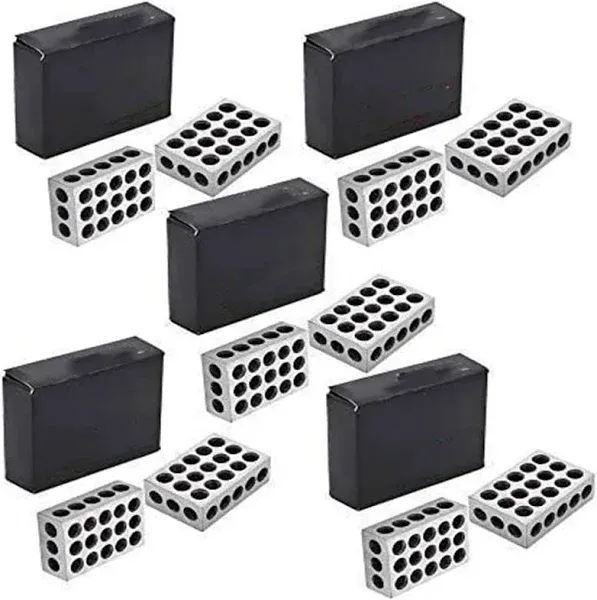 5 Matched Pairs Accuracy Steel 1 X 2 X 3 Inch Blocks 23 Holes .0002&#034; M