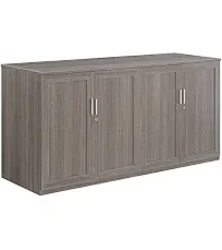 NBF Signature Series at Work Storage Credenza 72W x 24D Gray LaminateBrushed Nickel Accents