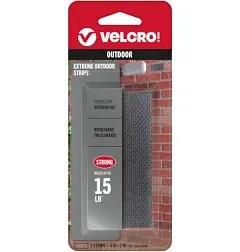 VELCRO Brand Industrial Strength Fasteners | Extreme Outdoor Weather Conditions | Heavy Duty Strength Holds up to 15 lbs | 4 x 2 inch Strips, 3 Sets, Titanium,VEL-30757-USA