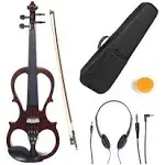 Yinfente Brown 4/4 Electric silent violin Natural Wood Free Case&amp;Bow&amp;Rosin<wbr/>#EV5