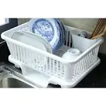 Plastic Dish Rack With Drain Board And Utensil Cup