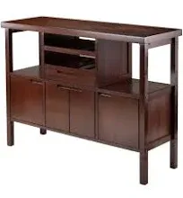 Winsome Diego Wine Rack Transitional Solid Wood Buffet Table in Walnut