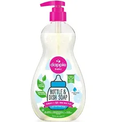 Dapple Baby Bottle Soap, Hypoallergenic Dish Soap for Baby Bottles, Powered by Plants, Fragrance Free, 16.9 Fl Oz (Pack of 1)