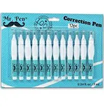 Mr. Pen- Correction Pen, Correction Fluid, Pack of 12, Correction liquid White, White Correction Fluid, White Fluid, White Out, Wipe Out Liquid, Wide Out Fluid, White Correction Tape Pen Fluid