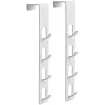 JAMEND CLXP 2 Pack White Coat Hooks, 4 Layers Metal Hats Hanger, Strong Vertical White Coat Hook, Over Door Rack for Hanging Bags Jams Scarf Keys