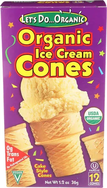 LETS DO Organic Ice Cream Cones 12 Count, 1.2 OZ