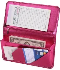 4.7 X 9 Hot Pink Server Book for Waitress Book with Money Pocket and Magnetic Closure, Restaurant Waitstaff Organizer with Zipper Pocket Fit Server Apron with High Volume Pocket