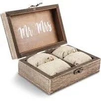 Juvale Mr & Mrs Wood Engagement and Wedding Ring Box