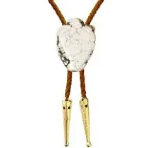 Daisy Del Sol Bolo Tie Turquoise Stone Braided Vegan Faux Leather Gold Tips Handmade Necklace Adjustable Boho Western Jewelry Adult