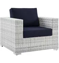 Modway Convene Wicker Rattan Outdoor Patio Armchair in Light Gray Charcoal