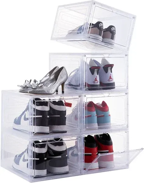 Attelite Drop Front Plastic Shoe Box with Clear Door (Set of 6)