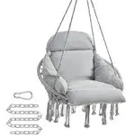 2.6 ft. Hanging Boho Swing Hammock Chair, Gray