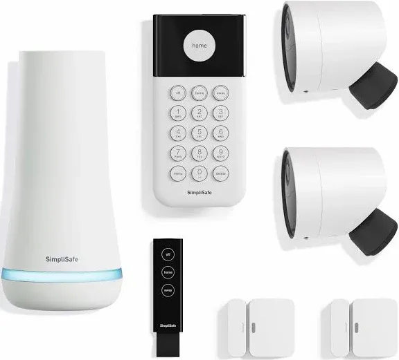 SimpliSafe 7 Piece Wireless Outdoor Camera Home Security System - Optional 24/7 Professional Monitoring - No Contract - Compatible with Alexa and Google Assistant