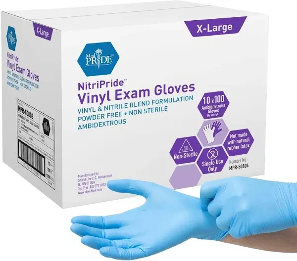 Med Pride NitriPride Nitrile-Vinyl Blend Exam Gloves