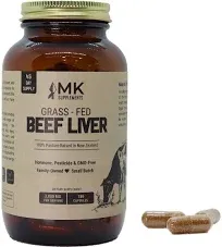 MK Supplements – Grass Fed Beef Liver 3000 mg, Freeze-Dried Beef Liver Capsules, 100% Pasture-Raised in New Zealand, 180 Liver Capsules, 45-Day Supply