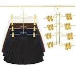 Own The Trend Hangers, Pants & Skirt Hangers Gold 3 Pack Space Saving Closet Organizer and Storage, Clothes Hangers with Clips & 360° Swivel Hook