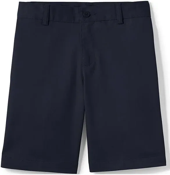 Lands' End School Uniform Boys Plain Front Blend Chino Shorts - 20 - Black