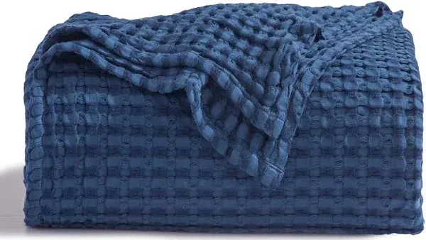 Bedsure Cooling Cotton Waffle Weave Blanket - Lightweight Breathable Blanket of Rayon Derived from Bamboo for Hot Sleepers, Luxury Throws for Bed, Couch and Sofa, Dark Grey, 50x70 Inches