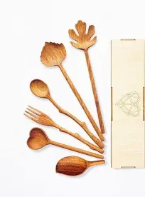 Bobby Creativity Natural Wooden Spoons and Forks Set of 6