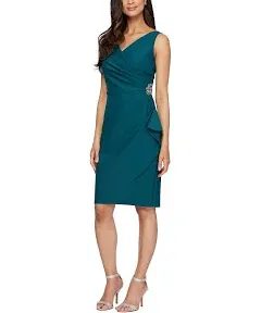 Alex Evenings Women's Side Ruched Cocktail Dress