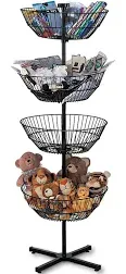 4 Basket Display Wire Floor Tier Spinner Rack Dump Bin Retail Merchandising 63&#034;