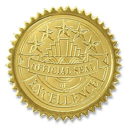 PaperDirect Seal of Achievement Embossed Gold Certificate Seals