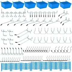 Daanxw 148PCS Pegboard Accessories Organizer Kit, Pegboard Bins, Pegboard Set for Tools, 1/8 and 1/4 inch Pegboard Hooks Assortment