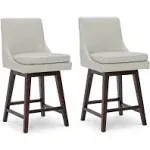 Chita 26 inch Upholstered Swivel Fabric Counter Bar Stools with Back & Wood Legs Set of 2