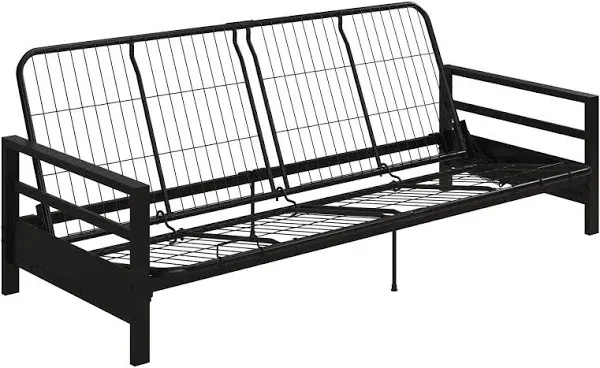 DHP Miles Metal Futon Frame, Black, Multi-Position Backrest, Sturdy Metal Construction