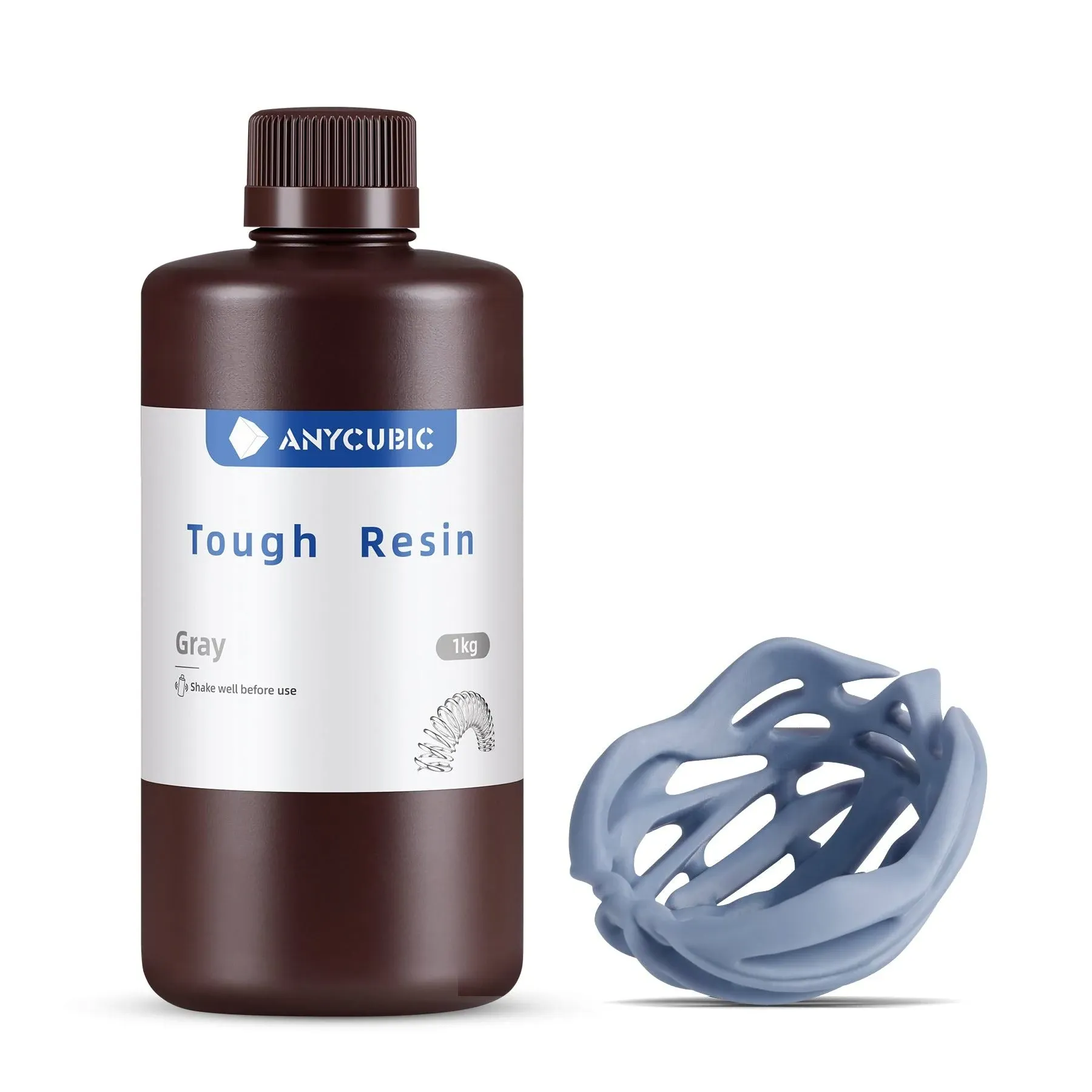 ANYCUBIC Tough Resin 2.0, 3D Printer Resin with lmproved Toughness and Unmatched Precision, 405nm UV-Curing Photopolymer Resin for LCD 3D Printing (Black, 1kg)