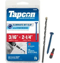 Tapcon 3/16 in. in. X 2-1/4 in. L Star Flat Head High/Low Concrete Screws