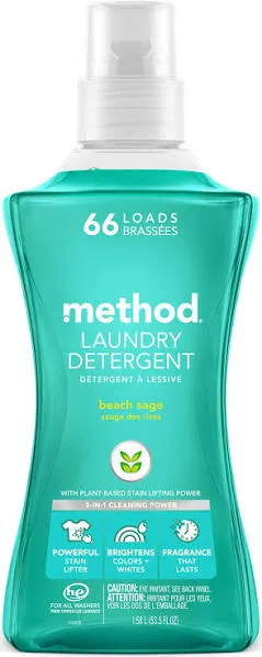 Method Laundry Detergent Beach Sage 53.5 Ounces 66 Loads 1 Pack Packaging May Vary