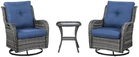 3-Piece Rocking Swivel Chair Set with Table