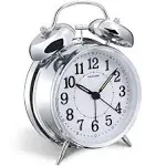 4 Inches Twin Bell Loud Alarm Clock for Heavy Sleepers (Chrome Finish)