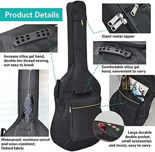 diboer Acoustic Guitar Bag thick Padding waterproof Dual adjustable shoulder Strap Guitar Case gig Bag Thickening sponge